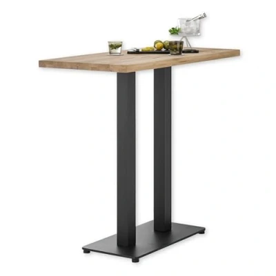 Abbildung von Stella Trading JAY Bartisch aus Massivholz Eiche Moderner Hochtisch mit Metallgestell für Küche &amp; Esszimmer 120 x 104 60 cm (B/H/T)