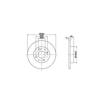 Abbildung von TEXTAR PRO 92061103 Bremsscheibe 240 11 04/06 98 voll beschichtet ohne Radbefestigungsbolzen, Radnabe FIAT: 500 Schrägheck, Punto II Schrägheck