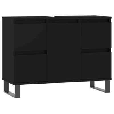 Abbildung von vidaXL Waschbeckenunterschrank Badschrank Schwarz 80x33x60 cm Holzwerkstoff (1 St)
