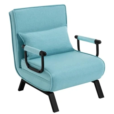 Abbildung von WOLTU Schlafsessel 3 in 1, Schlafsofa mit Bettfunktion, Klappsessel Verstellbarer Rückenlehne, abnembarem Kissen, Sofabett Gästebett, Metallrahmen Leinen, 150 kg belastbar, Blau