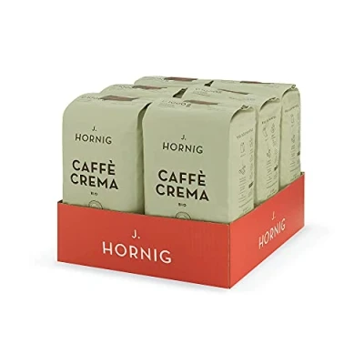 Abbildung von J. Hornig Kaffeebohnen Espresso Bio &amp; Fairtrade, Caffè Crema Bio, 6x1kg ganze Bohnen, schokoladiger Geschmack, für Vollautomaten, Siebträgermaschine und Espressokocher