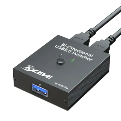 Abbildung von USB 3.0 Switch, Bidirektional Umschalter 2 in 1 Out / Out,MLEEDA Switcher für PC Gemeinsame Tastatur Maus Scanner Drucker