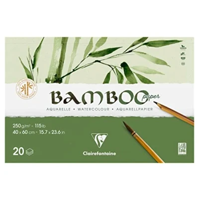 Abbildung von Clairefontaine 975917C Block Bamboo Aquarelle, einseitg geleimt, 20 Blatt Bambuspapier 250g, 60x40cm, 1