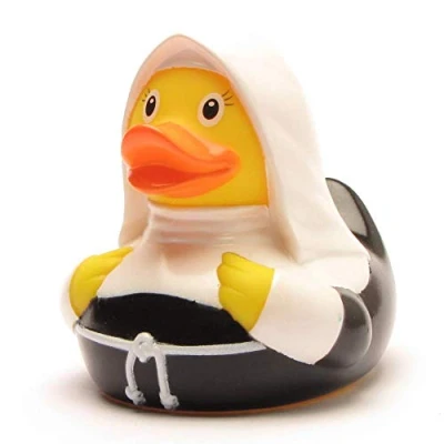 Abbildung von Nonne Quietscheente I Badeente L: 8,5 cm inkl. Badeenten Schlüsselanhänger im Set