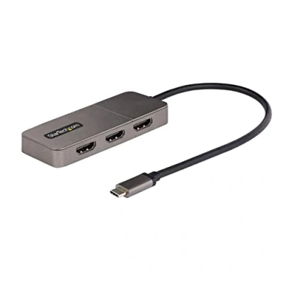 Abbildung von StarTech.com 3 Port USB C Multi Monitor Adapter, auf 3X HDMI MST Hub, Dreifach 4K 60Hz Laptop Display Extender/Splitter, HDR, extra langes Integ. Kabel, nur Windows (MST14CD123HD)