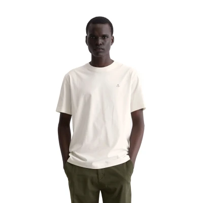 Abbildung von Marc O&#039;Polo Short Sleeve LOGO Crewneck Tshirt basic, Herren, Größe: XL, White cotton