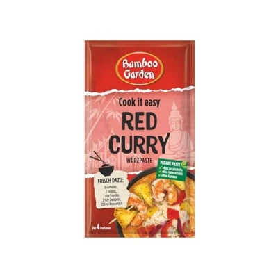 Abbildung von Bamboo Garden Red Curry Würzpaste Zum Zubereiten von rotes Thai Für 4 Portionen Vegan, natürliche Zutaten 45 g im Beutel