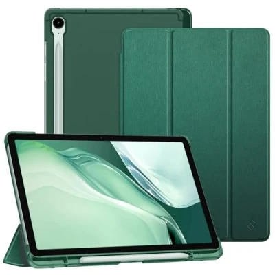 Abbildung von Fintie Hülle für Samsung Galaxy Tab S9 FE 10.9 Zoll/Tablet 11 Zoll 2023 mit Stifthalter, Ultradünn Schutzhülle Translucent Rückseite Cover und Auto Schlaf/Wach Funktion, Dunkelgrün