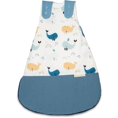 Abbildung von ULLENBOOM Schlafsack Baby 0 3 Monate, 56/62, OEKO TEX Materialien, Blau Wale (Made in EU), 2,5 TOG Neugeborene Ganzjährig für Frühling, Herbst und Winter