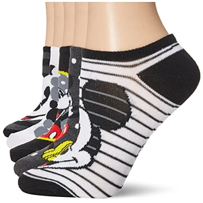Abbildung von Disney Women&#039;s Mickey Mouse 5 Pack No Show, Black Stripe Multi, Fits Sock Size 9 11 Shoe 4 10.5