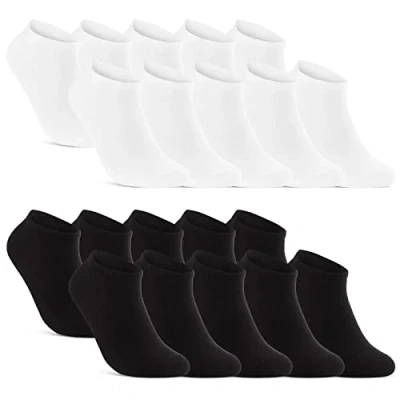 Abbildung von sockenkauf24 Sneakersocken 10, 20, 30 Paar Sneaker Socken Damen &amp; Herren Schwarz Weiß Grau (Schwarz/Weiß, 20 Paar, 35 38) Baumwolle 16900 WP