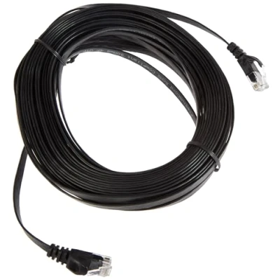 Abbildung von PremiumCord Flaches Netzwerkkabel, Ethernet, LAN &amp; Patch Kabel Cat6, UTP, Schnell flexibel Robust RJ45 1Gbit/S, AWG30/7, Kupferkabel 100% Cu, Schwarz, 15m