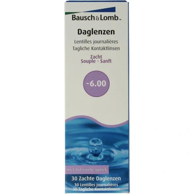 Abbildung von Bausch + Lomb SofLens Daily Disposable Tageslinsen, sphärische Kontaktlinsen, weich, 30 Stück BC 8.6 Mm / DIA 14.2 6.00 Dioptrien