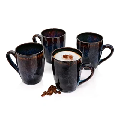 Abbildung von SÄNGER Becher Tokio Kaffeebecher Set, Steingut, Blau Schwarz, Handmade, Premium Collection