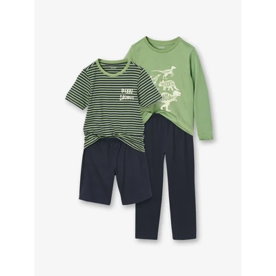 Abbildung von Vertbaudet 2ER Packset Jungen SCHLAFANZÜGE MI Nachtwäsche Set für Kinder, Größe: 98/104, Grün