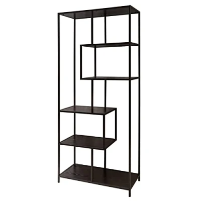 Abbildung von riess ambiente Standregal SLIM LINE 185cm schwarz, Einzelartikel 1 tlg., Wohnzimmer · Esche Design Metall mit Ablage Industrial