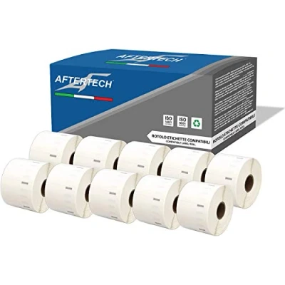 Abbildung von Aftertech 10 x 11354 57 32 mm Rollen kompatible Klebeetiketten (1000 Etiketten/Rolle = 10000 insgesamt) für Dymo LabelWriter Seiko SLP Etikettiermaschinen Drucker S0722540 10x11354