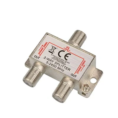 Abbildung von 2 Fach SAT &amp; BK Verteiler Splitter F Serie 5 2400 MHz 85 dB voll geschirmt UKW Radio DC Durchlass Fernseh Stamm