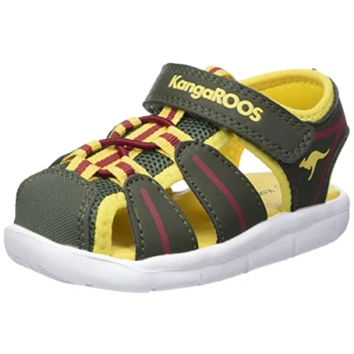 Abbildung von KangaROOS Jungen Unisex Kinder K grobi Sandale, Olive Sun Yellow, 28 EU