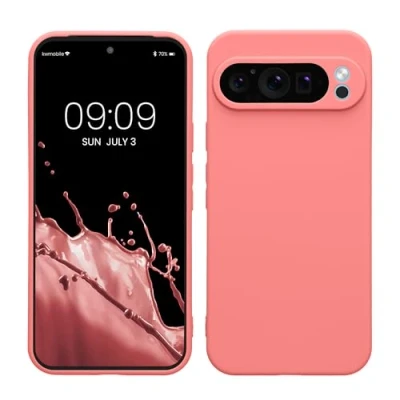 Abbildung von kwmobile Handyhülle kompatibel mit Google Pixel 9 Pro XL Hülle Handy Case aus weichem Silikon in Pastell Koralle