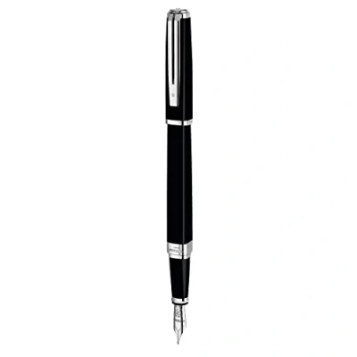 Abbildung von Waterman Exception Füller (Modell „Slim“) schwarz mit Silber plattiertem Clip Füllfederhalter feiner Feder und blauer Tinte Geschenkbox