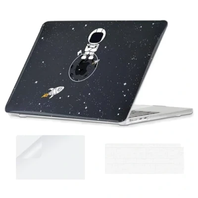 Abbildung von YOPAS Hülle Schutzhülle für MacBook Air M3 M2 13.6 Zoll (2024 2022) A3113 A2681, Hartschale Muster Case 13 und Tastaturabdeckung, Astronaut D