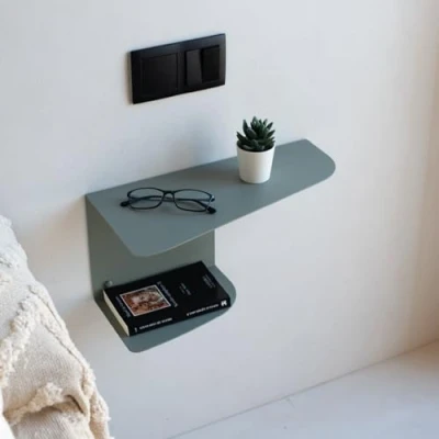Abbildung von MILUKA Nachtschrank 2er Set Grüne Nachttisch zum Hängen 40 x 20 cm Modern Och Schminktisch Schmal Nachtkästchen Klein Ideal als Flur Möbel Wandregal Kinderzimmer (2, Grün)