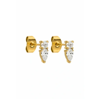 Abbildung von Purelei® Eternal Flame Ohrstecker Glitzernde Zirkonia Ohrringe für Damen Edelstahl 18K vergoldet 3 x 8 mm Perfekt Curated Ear Looks Gold/Silber/Roségold (Gold)