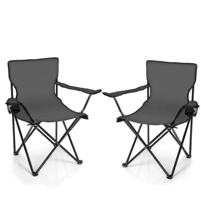Abbildung von BigDean 2X Faltstuhl DUNKELGRAU Campingstuhl Anglerstuhl mit Getränkehalter &amp; Tragetasche Anglersessel klappbar Klappstuhl Gartenstuhl Relaxsessel Angelsessel faltbar