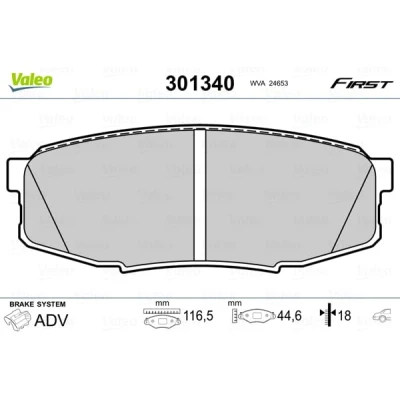 Abbildung von VALEO 301340 Bremsbelagsatz Hinterachse exkl. Verschleißwarnkontakt ohne Anti Quietsch Blech LEXUS: GS IV, LX III, TOYOTA: Land Cruiser 200