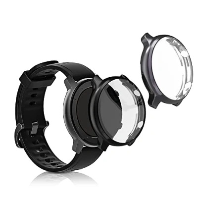 Abbildung von kwmobile 2X Schutzhülle kompatibel mit Huami Amazfit GTR 2 / 2e Hülle Fullbody Cover Set aus Silikon Schwarz Grau