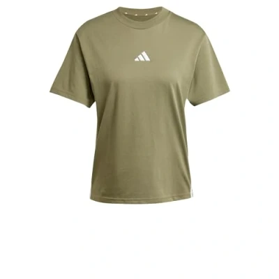 Abbildung von adidas Damen Essentials 3 Stripes Cotton T Shirt, Olive Strata/White, XXS