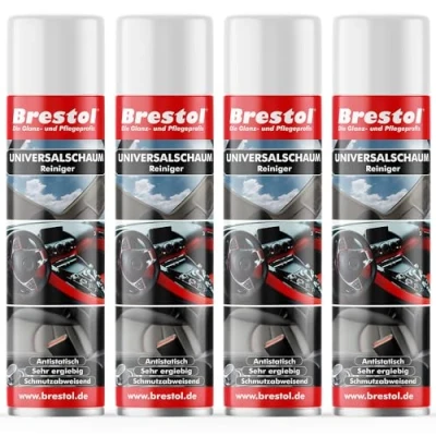 Abbildung von Brestol Autoreiniger 4x 400 ml Sprühdose Universalreiniger Schaum Glasreiniger Scheibenreiniger Spiegelreiniger Fensterreiniger Reinigerschaum Universalschaum