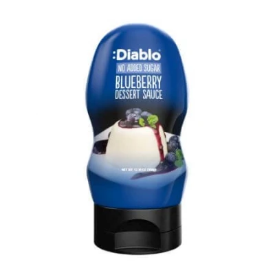 Abbildung von Diablo Blaubeer Dessertsauce ohne Zuckerzusatz glutenfrei Diabetikerfreundlich Korb erhältlich perfekt zum Verschenken 350 g