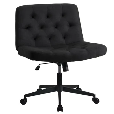 Abbildung von WangPangzi Armloser Bürostuhl mit mittlerer Rückenlehne, Breiter Schreibtischstuhl aus Stoff,höhenverstellbare Gaming Stuhl, Schlafzimmer Dressing Stuhl(Schwarz)