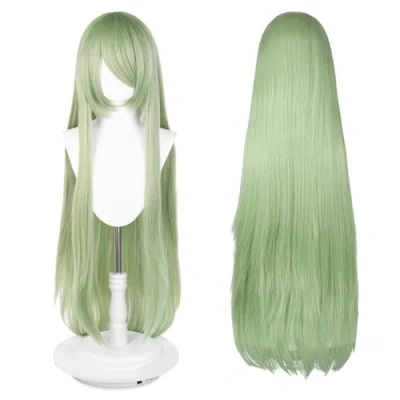 Abbildung von 100cm lange Perücke, universelle Anime Kostüm Cosplay perfekt für Party, täglichen Gebrauch, Festivals und Halloween, ideal TV, Film, Charakter (Hellgrün)