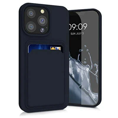Abbildung von kwmobile Handyhülle kompatibel mit Apple iPhone 13 Pro Hülle Handy Cover Fach für Karten in Dunkelblau