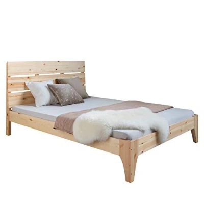 Abbildung von Homestyle4u Holzbett 140x200 Doppelbett Bettgestell Futonbett natur (Kein Set)