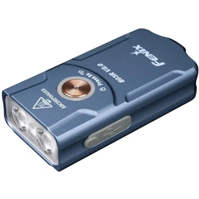 Abbildung von FENIX E03R v2.0 Blaue, wiederaufladbare leichte Schlüsselanhänger Taschenlampe, 500 Lumen, 90 m, max. 30 Stunden, Rotlichtmodus, USB C Ladung, IP66