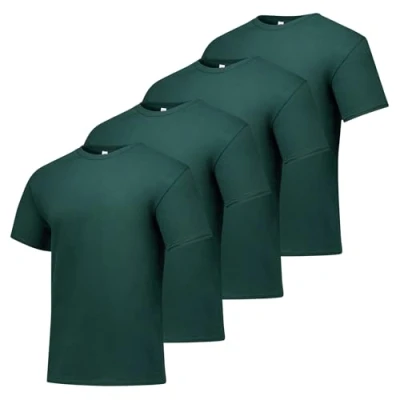 Abbildung von Hanes Herren Essentials T Shirt Pack Crewneck Baumwolle Shirts für Herren, Deep Forest 4er Pack, L