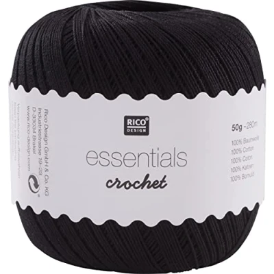 Abbildung von Rico Design Essentials Crochet, 100 Prozent Baumwolle, schwarz
