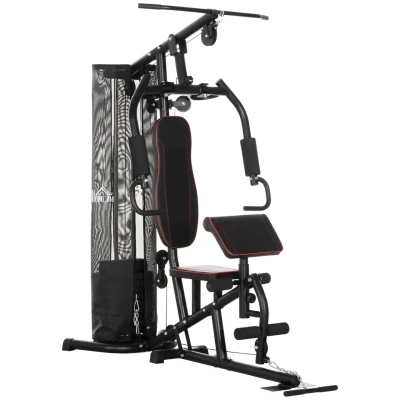 Abbildung von HOMCOM Kraftstation, Multifunktionale Fitnessstation mit 45 kg Gewichtsblöcken