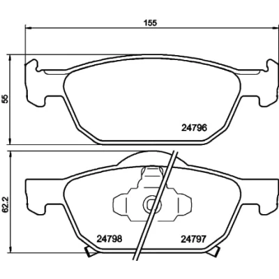 Abbildung von HELLA 8DB 355 013 891 Bremsbelagsatz mit akustischer Verschleißwarnung HONDA: ACCORD 8, 8 Kombi