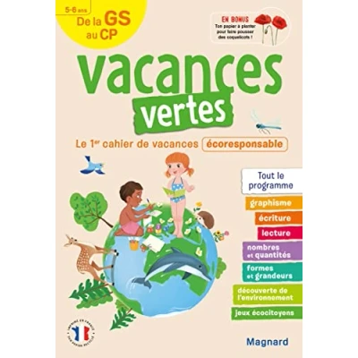 Abbildung von cahier de vacances 2023, la GS vers Le CP 5 6 ans vertes: premier écoresponsable
