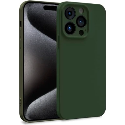 Abbildung von MyGadget Silikon Hülle kompatibel mit Apple iPhone 15 Pro Zweilagige Handyhülle Kameraschutz Cover Innenfutter &amp; außen Olivgrün