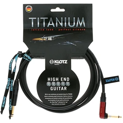 Abbildung von Klotz TIR0600PSP Titanium Gitarrenkabel mit Silent Plug, 6,35 mm (1/4 Zoll) gerade auf rechten Winkel, 6 m (20 Fuß)