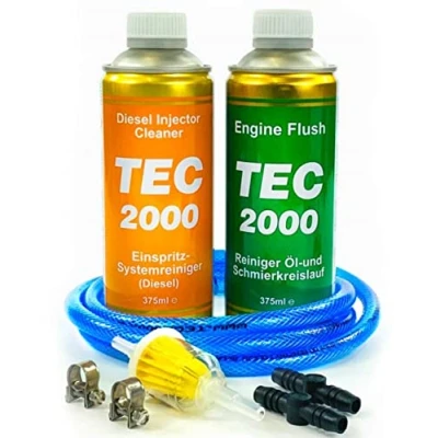 Abbildung von TEC 2000 Diesel Injektor Reiniger + Engine Flush Motorpflege Motorspülung Reinigung Set 750ml Einspritzdüsen Motorreiniger für Benzin oder Gasmotoren Injektionsreinigungsset, DIC