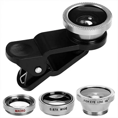 Abbildung von Handy Objektiv Kamera Linse Kit, 3 in 1 Lens Set 180 Grad mit 0,67 fachem 10 mal Makroobjektiv Universal Clip On for Smartphone iPhone Samsung Huawei Laptop iPad Tablet