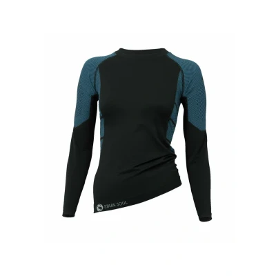 Abbildung von STARK SOUL Damen Seamless Ski Funktionswäsche, Outdoor Unterwäsche (S/M Hemd schwarz/blau)