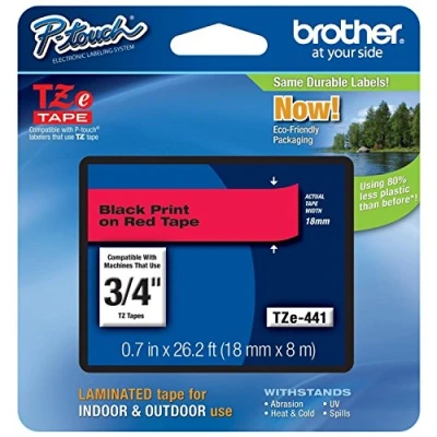 Abbildung von Brother TZE 441 Original Schriftbandkassette, rot/schwarz